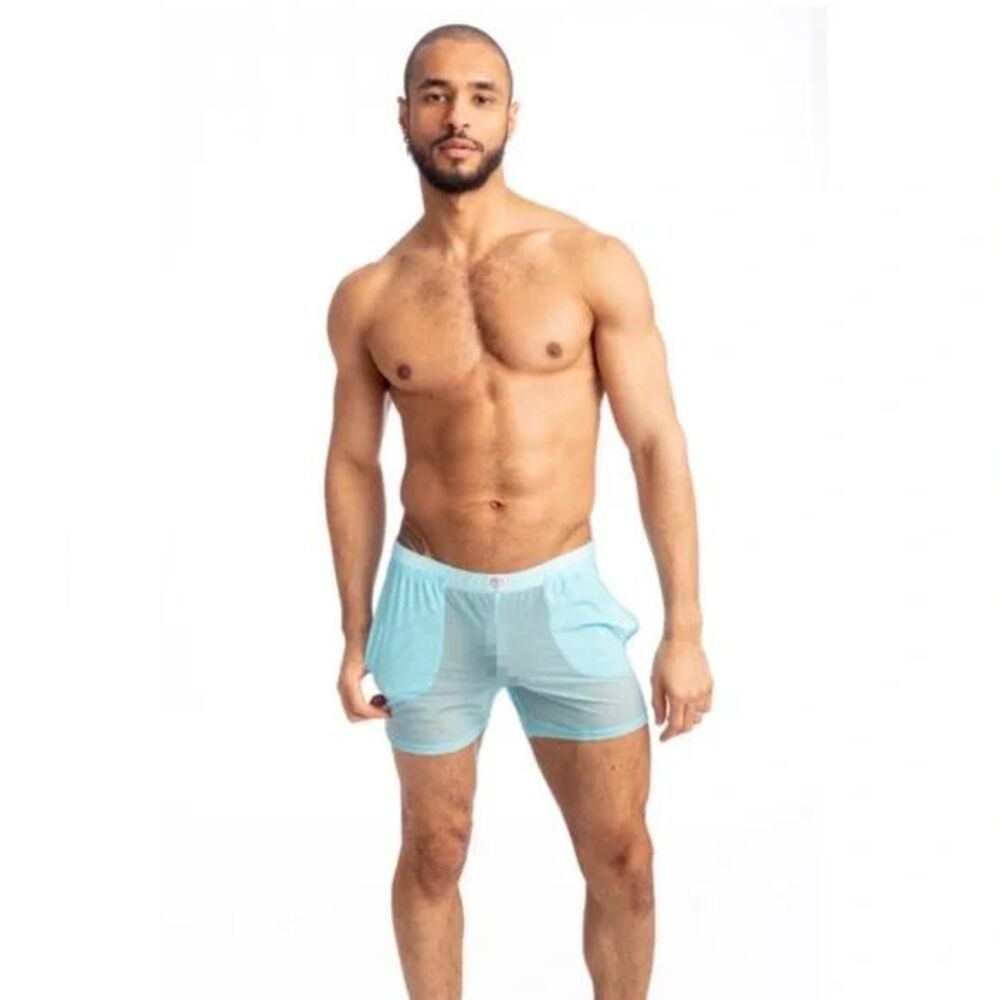 Mens L'Homme Invisible Paris Lounge Shorts in Aqua or Caprera - Sm or Med NWT - Picture 6 of 15